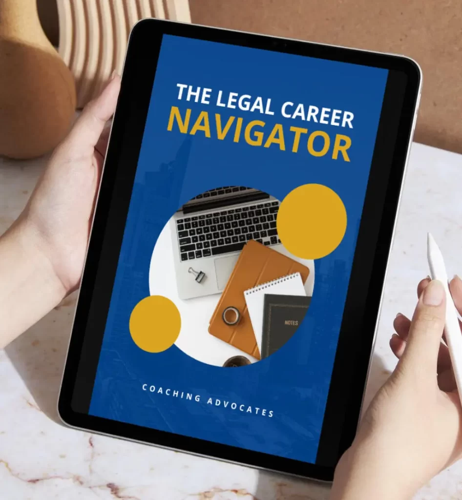 person hold ipad showing the legal career navigator program